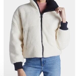 NVLT Cream Sherpa Jacket with Black Accents